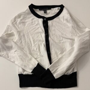 White House Black Market Black and White Button-Up Cardigan